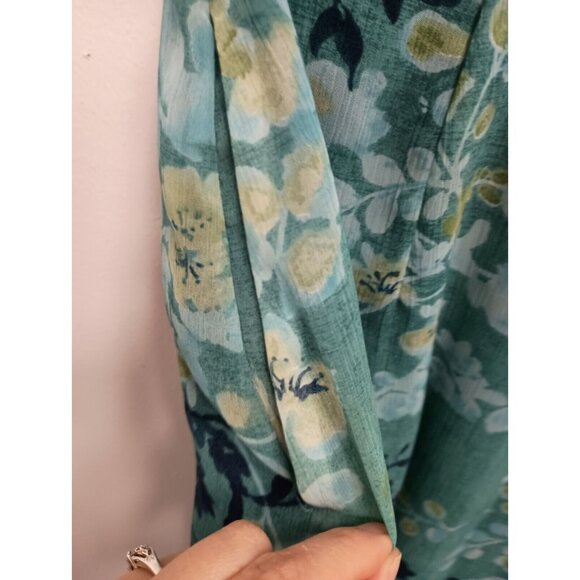 VTG Pendleton Womens Midi Skirt Sz 6 Petite Teal Floral Straight Modest Classic - Picture 5 of 8